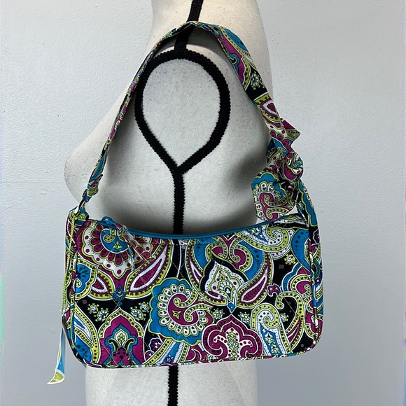 ⭐️Vera Bradley Daphne silk handbag nwt purple blue paisley knotted handle - Picture 3 of 12